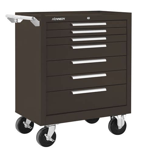 Kennedy tool cabinet - Rolling Tool Cabinet, K2000 Series, Heavy Duty, Width 29 in, Depth 20 in, Height 35 in, Number of Drawers 5, Brown, Drawer Color Brown, Drawer Capacity 120 lb, Ball Bearing Drawer Slides, Powder Coated Finish, Storage Capacity 9,720 cu in, Load Rating 1400 lb, Caster Size 5 in x 2 in, Number of Shelves 0, Steel, 18 Gauge, Work Surface Material ...